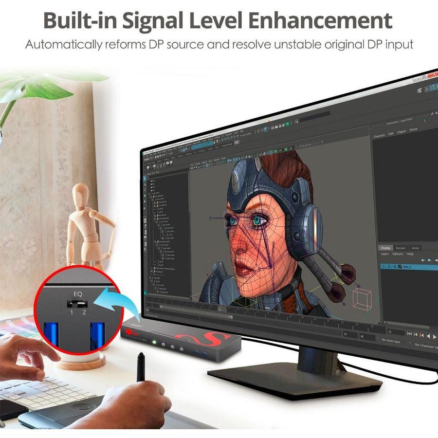 4-Port DisplayPort 1.2 Smart Console KVM Switch 4K@60Hz USB 3.0 | SIIG CE-DP0G11-S1