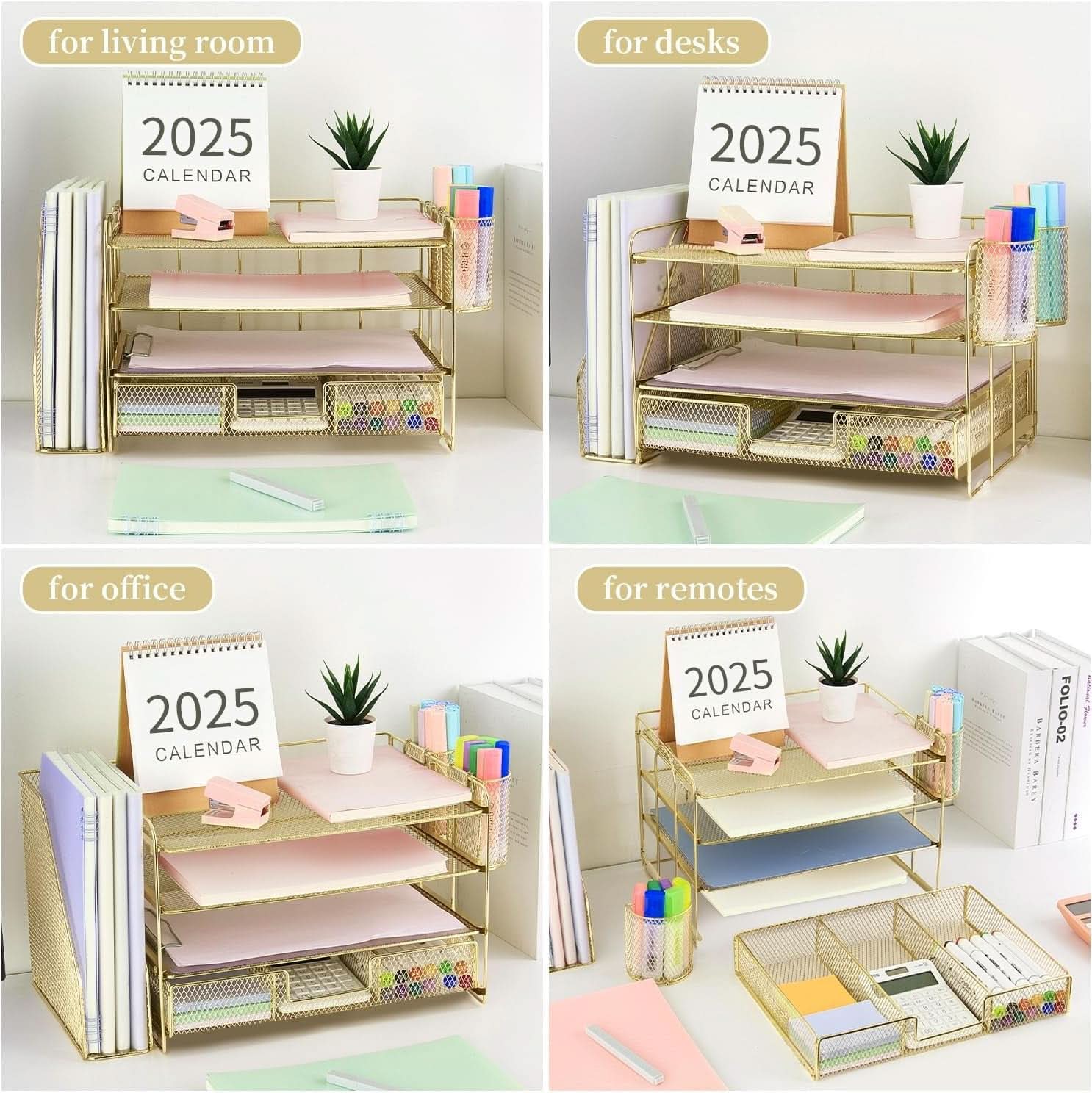 4 Tier Paper Tray Organizer With Drawer For Office Use