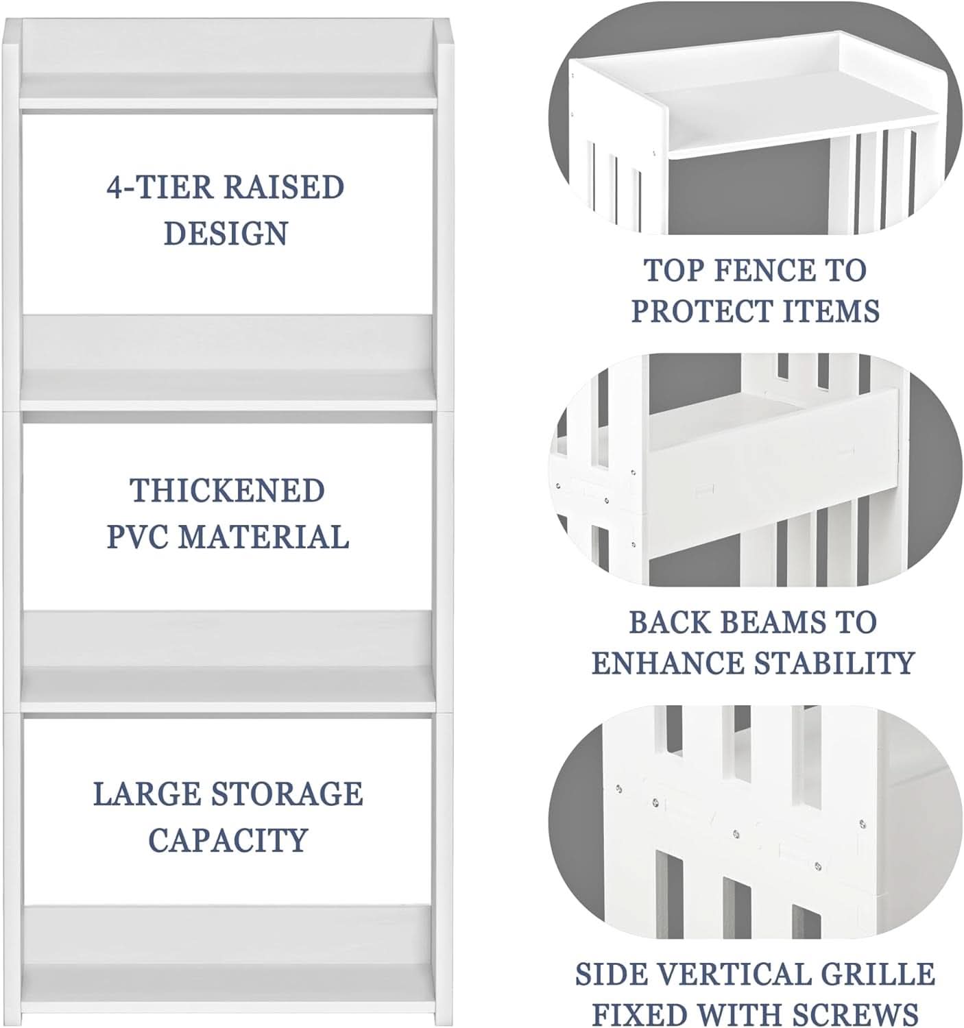 4 Tier White Bookshelf Ideal For Small Spaces Storage Room