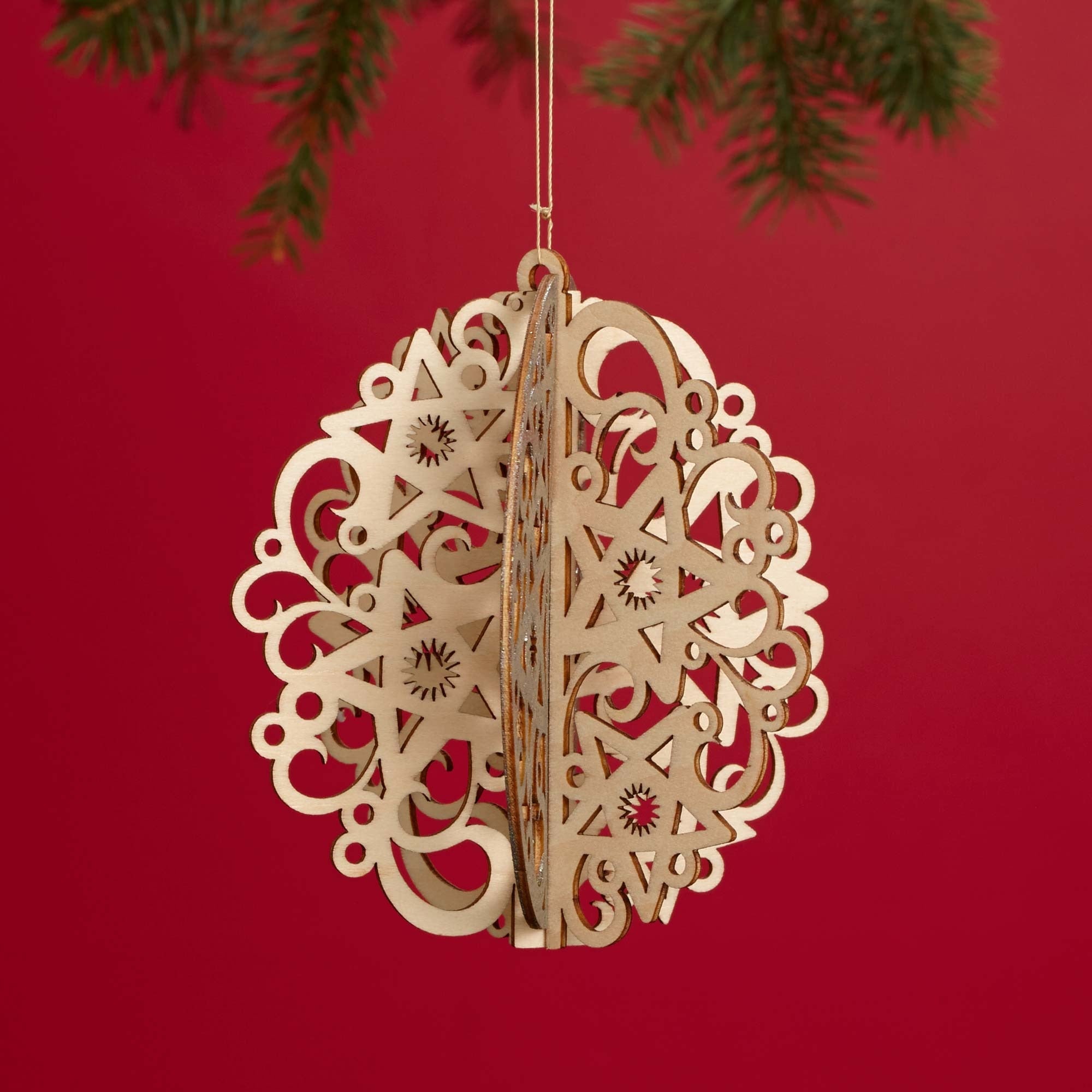 4" Wooden Star Snowflake Ornament