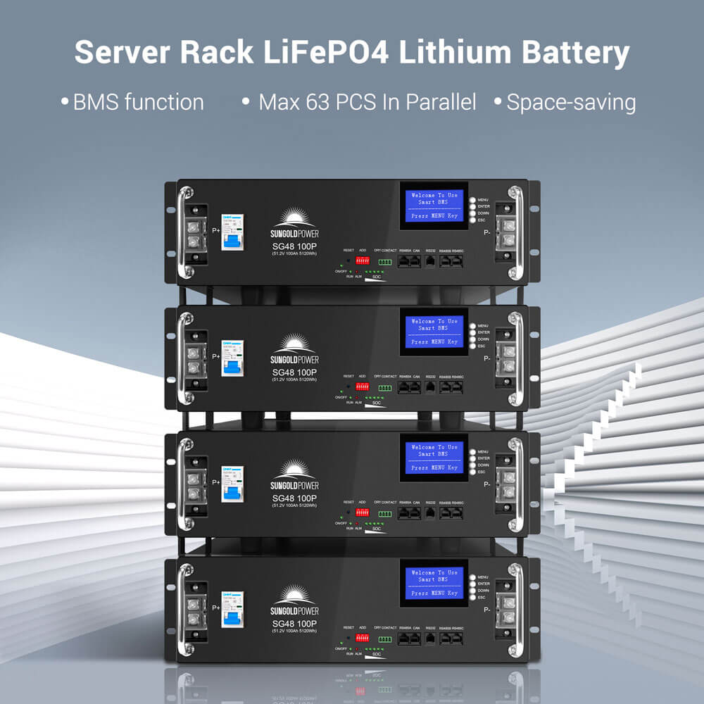 4 X 48V 100AH Server Rack LiFePO4 Lithium Battery SG48100P UL1973 UL9540A