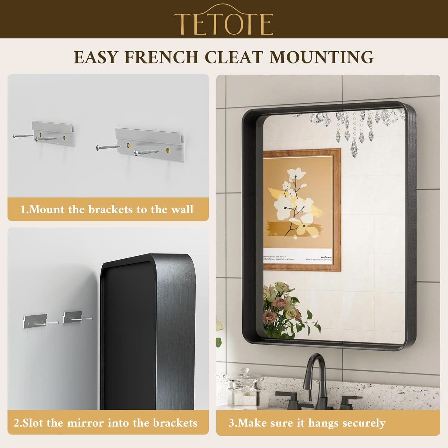 40 By 30 Inch Brushed Brass Bathroom Mirror Wall Mounted