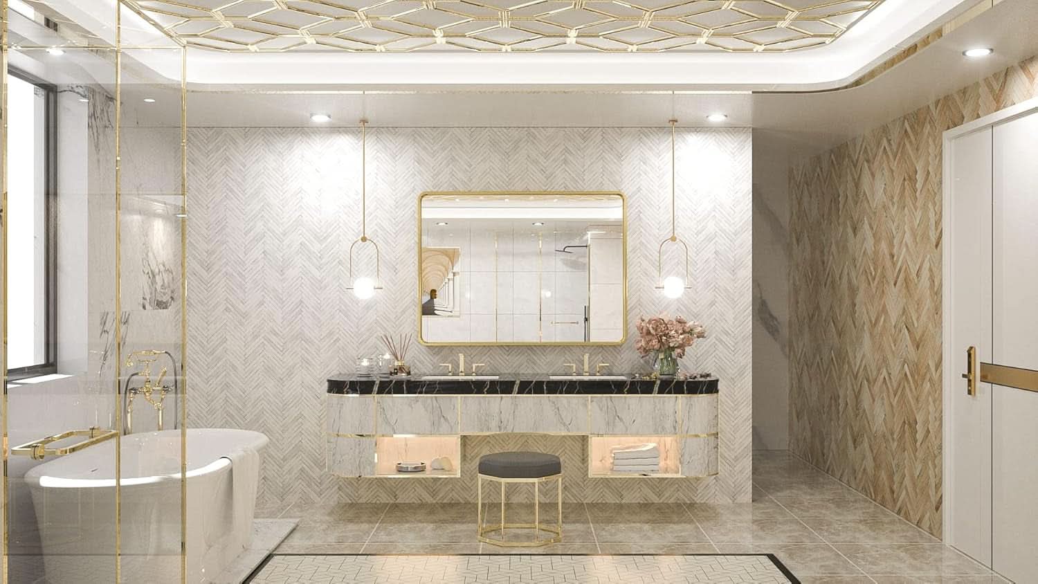 40 By 30 Inch Brushed Brass Bathroom Mirror Wall Mounted