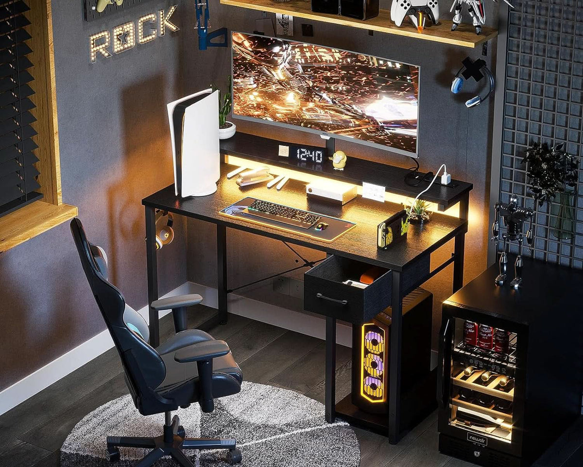 40 Inch Black Gaming Desk For Home Office Setup Workspace