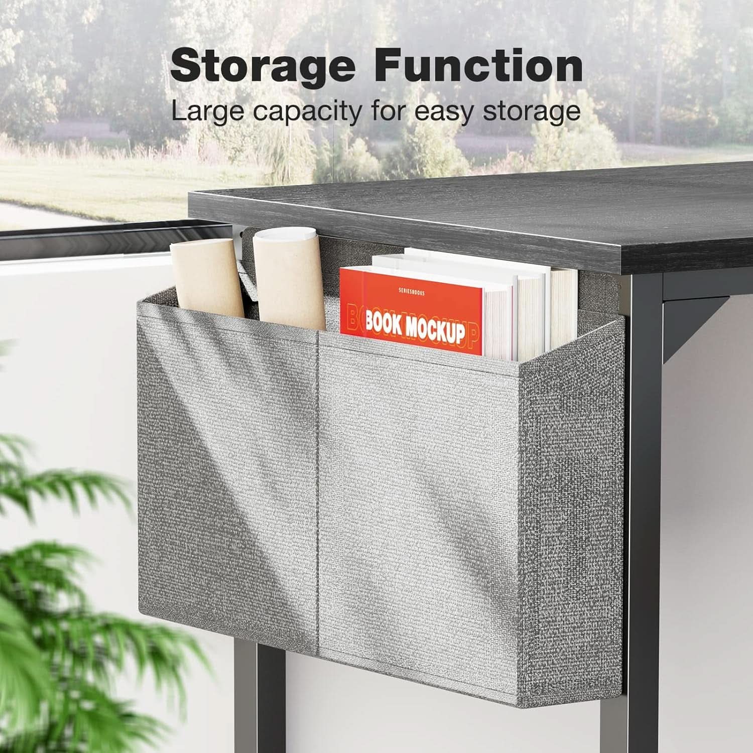 40 Inch Computer Desk With Storage Hooks For Home Office