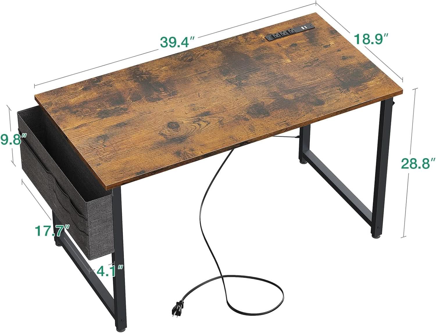 40 Inch Desk With USB Port And Power Outlets For Office