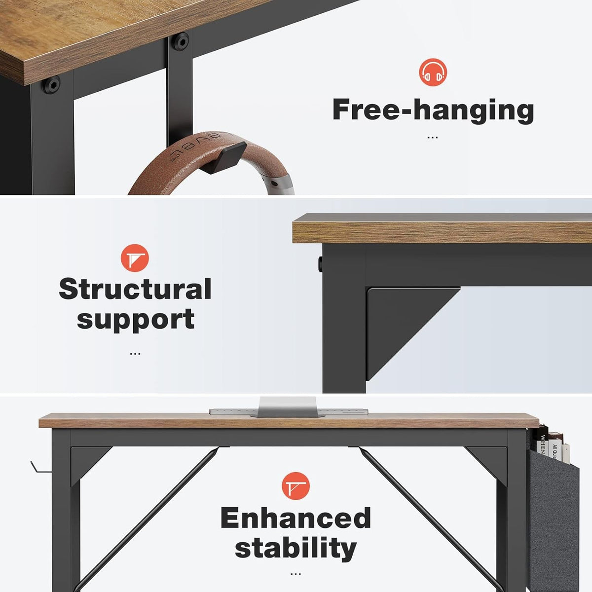 40 Inch Office Desk With Storage Bag For Home Office
