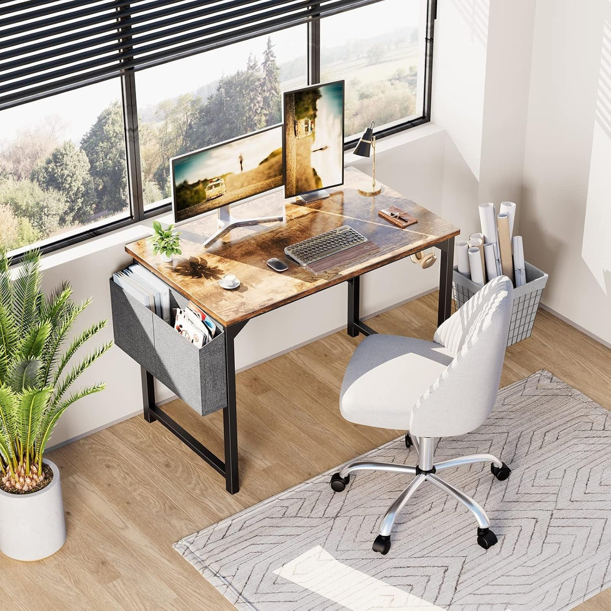 40 Inch Office Desk With Storage Bag For Home Office