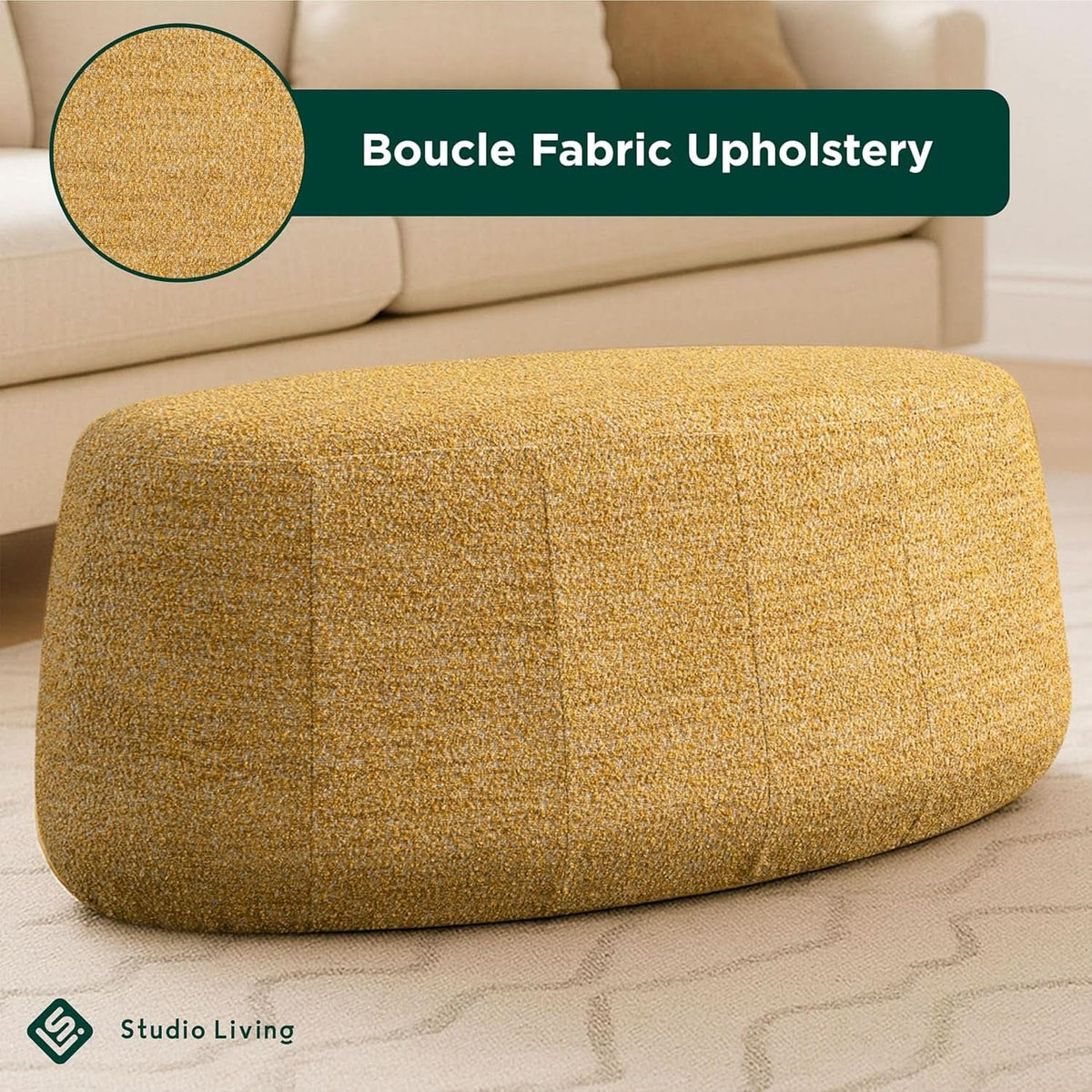 40-Inch Oval Upholstered Ottoman For Modern Living