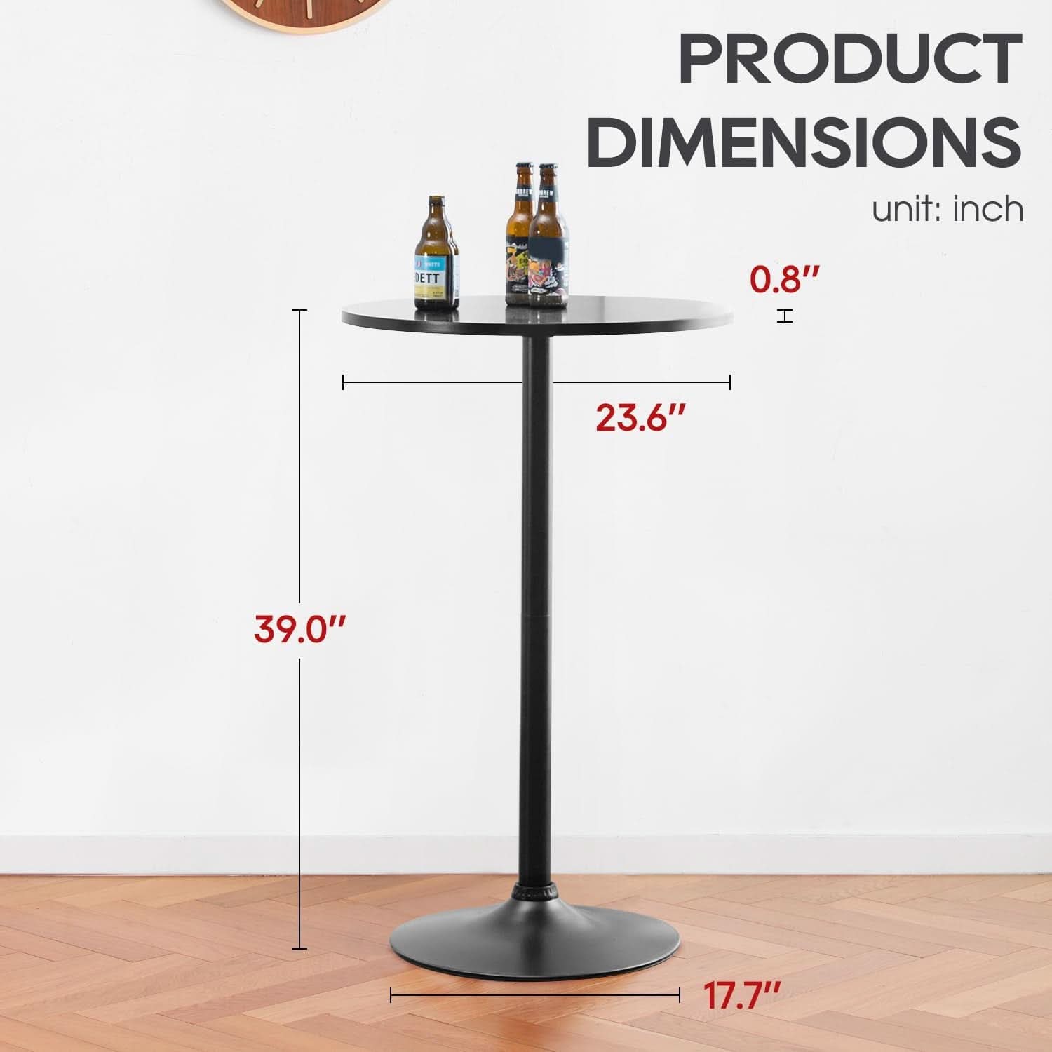 40 Inch Round Bistro Pub Table Industrial Grade MDF Top