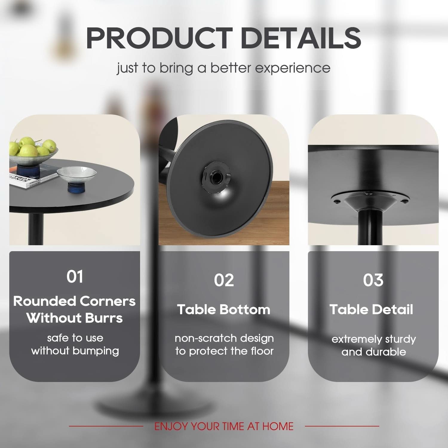 40 Inch Round Bistro Pub Table Industrial Grade MDF Top