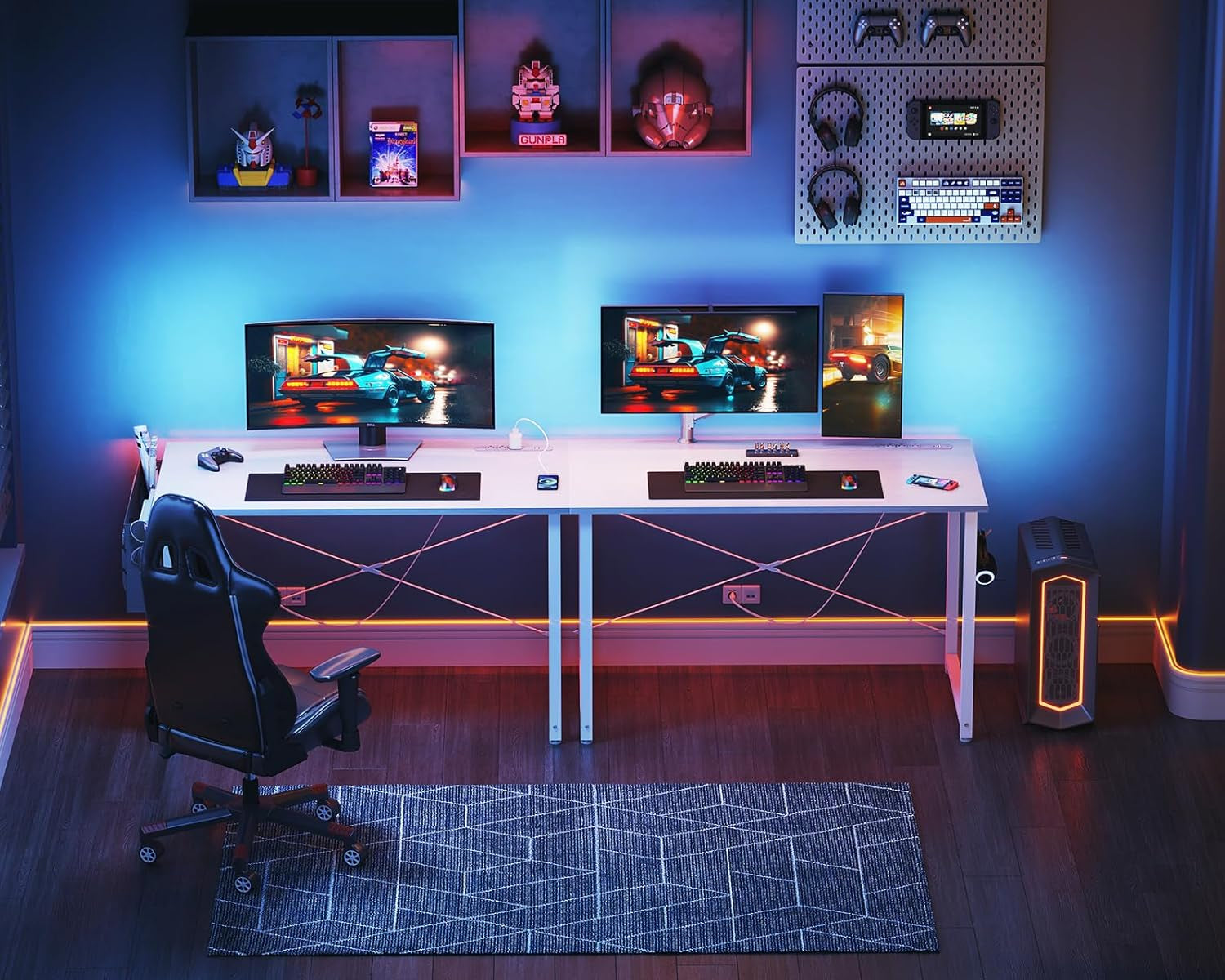 40 Inch White Desk With USB Port And Power Outlets