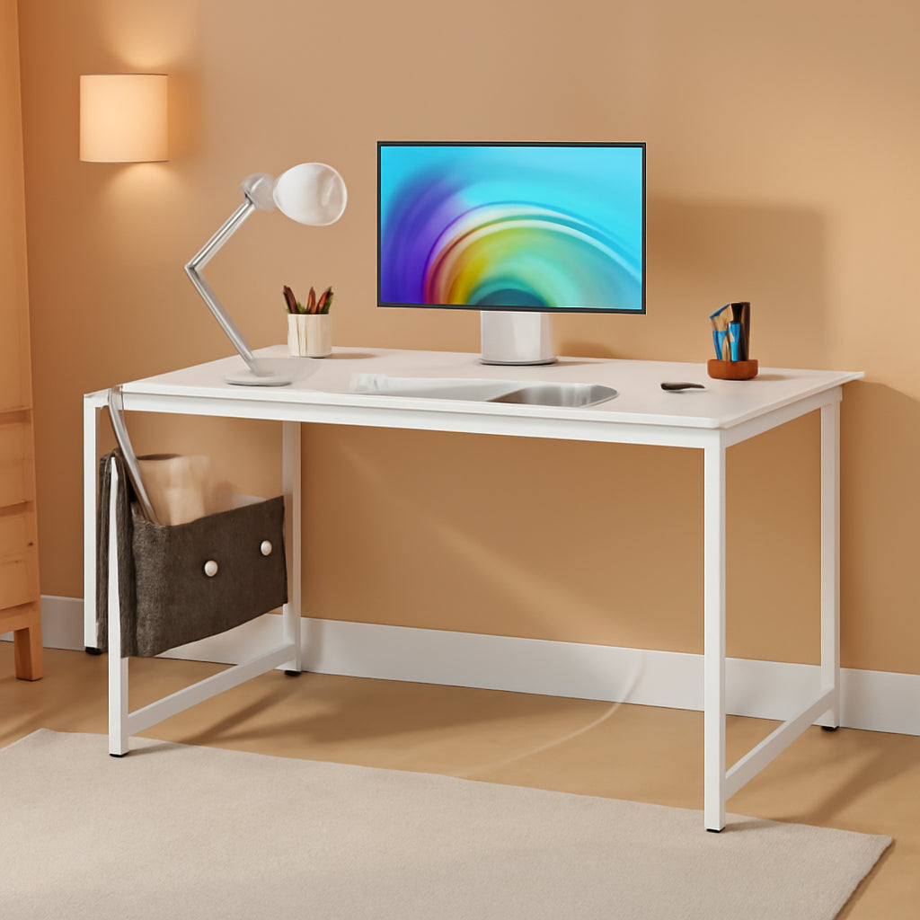 40 Inch White Desk With USB Port And Power Outlets