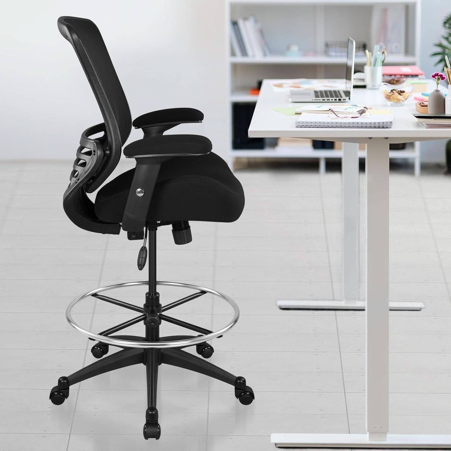 400Lbs Ergonomic Drafting Chair Height Adjustable Foot Ring