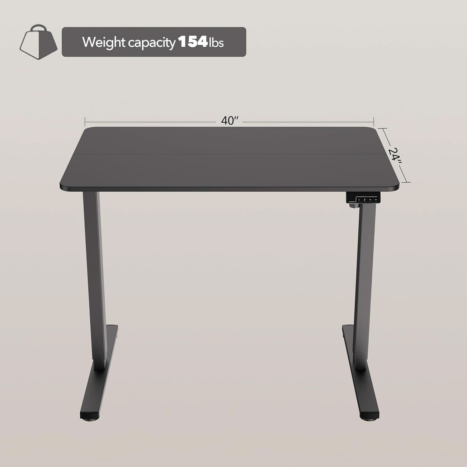 40x24 Inch Electric Standing Desk With Memory Presets Black