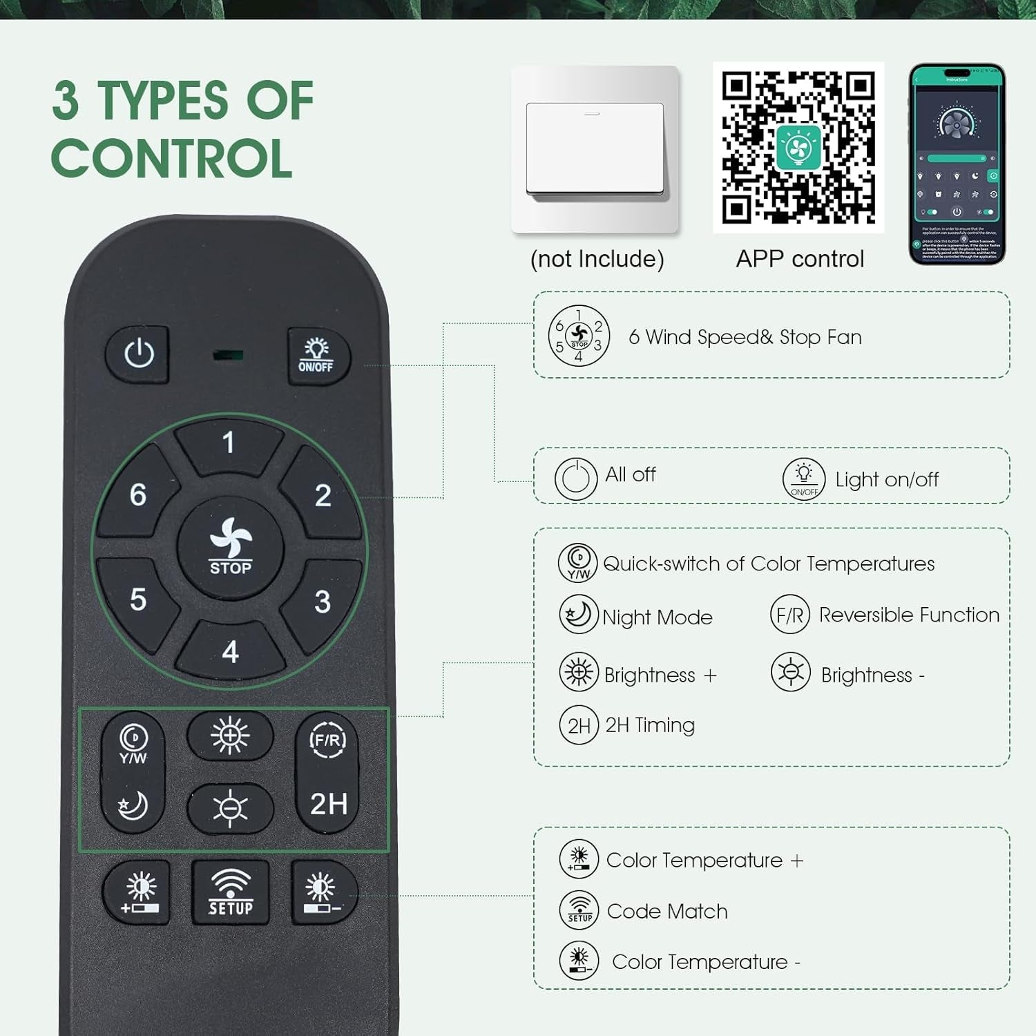 41 Inch Ceiling Fan Black Finish Remote App Control