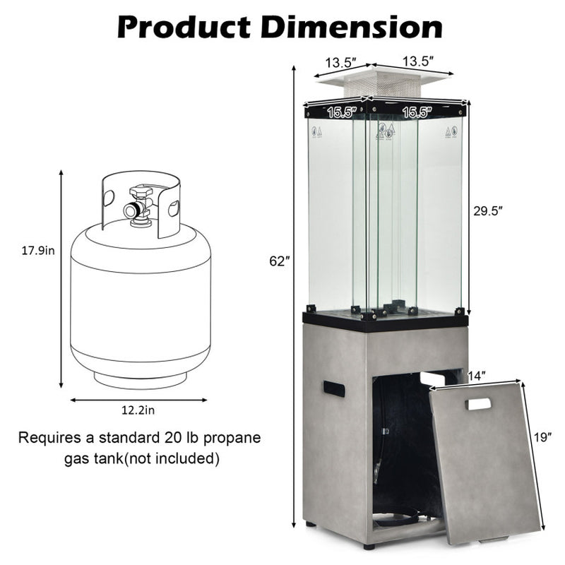 41000 BTU Propane Patio Heater With Metal Hood For Outdoor Use