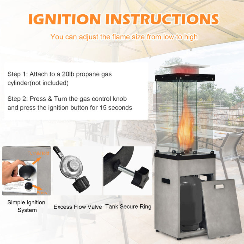 41000 BTU Propane Patio Heater With Metal Hood For Outdoor Use