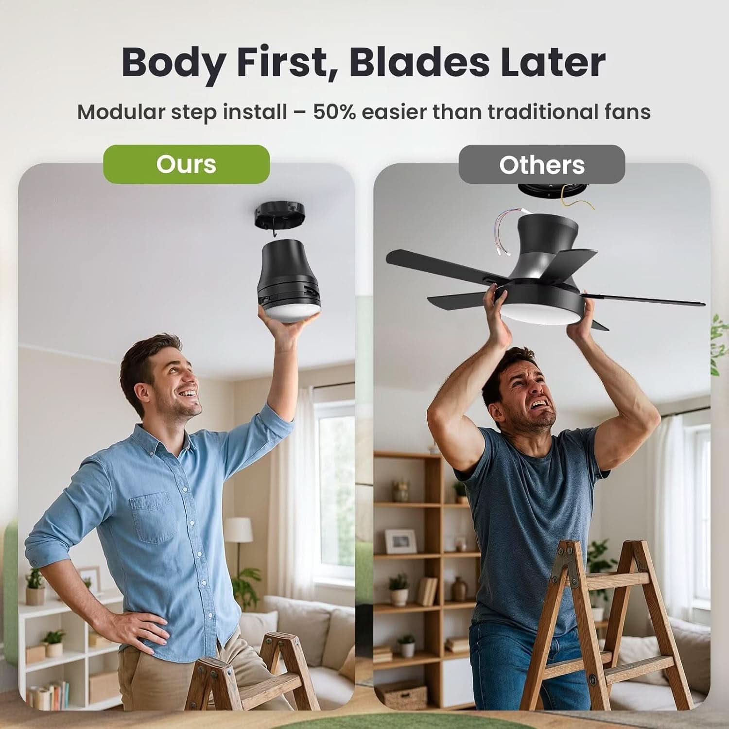 42 Inch Black Ceiling Fan With Light Energy Efficient