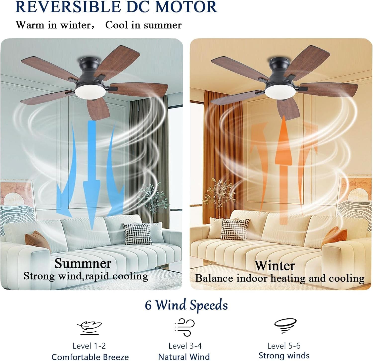 42 Inch Brown Ceiling Fan With Remote Lighting App Control