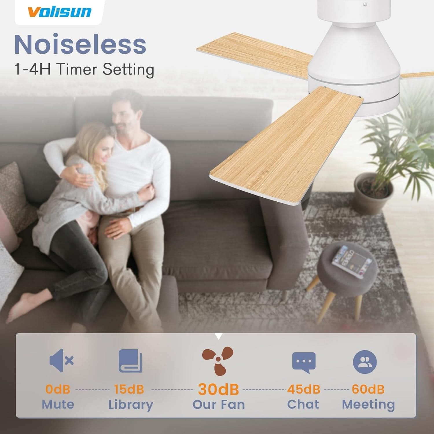 42 Inch Ceiling Fan With Dimmable LED Light And Remote
