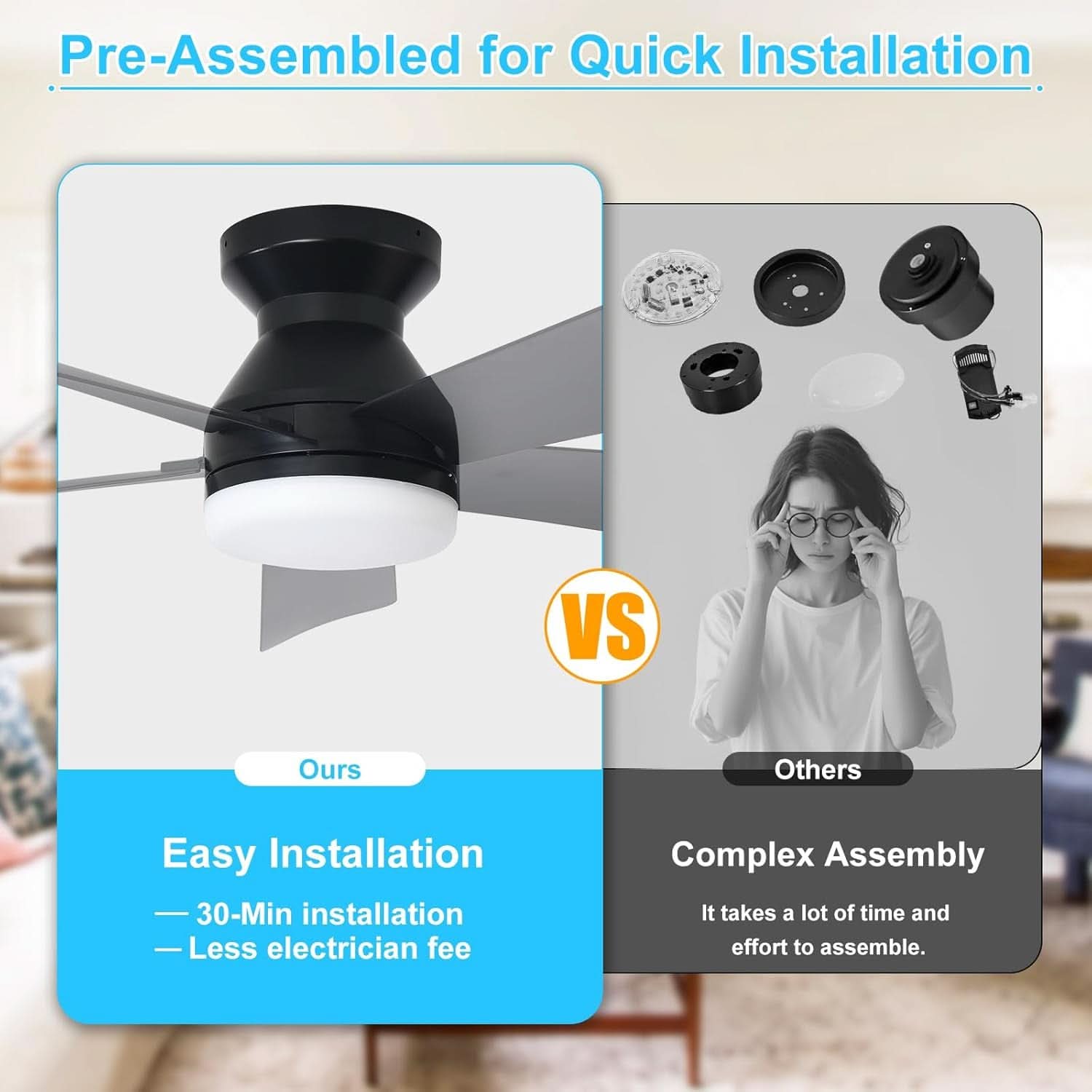 42 Inch Ceiling Fan With Dimmable LED Light Remote