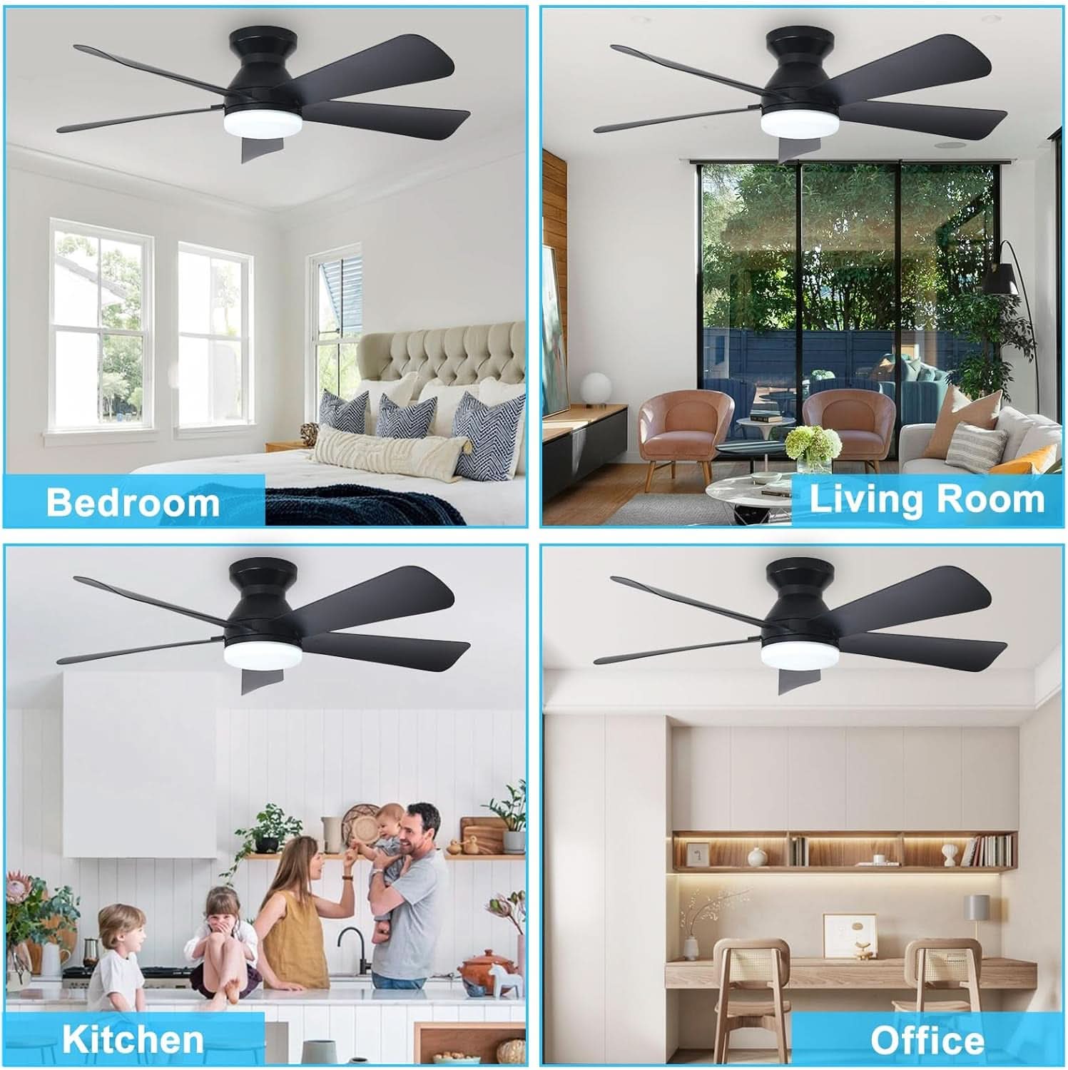 42 Inch Ceiling Fan With Dimmable LED Light Remote