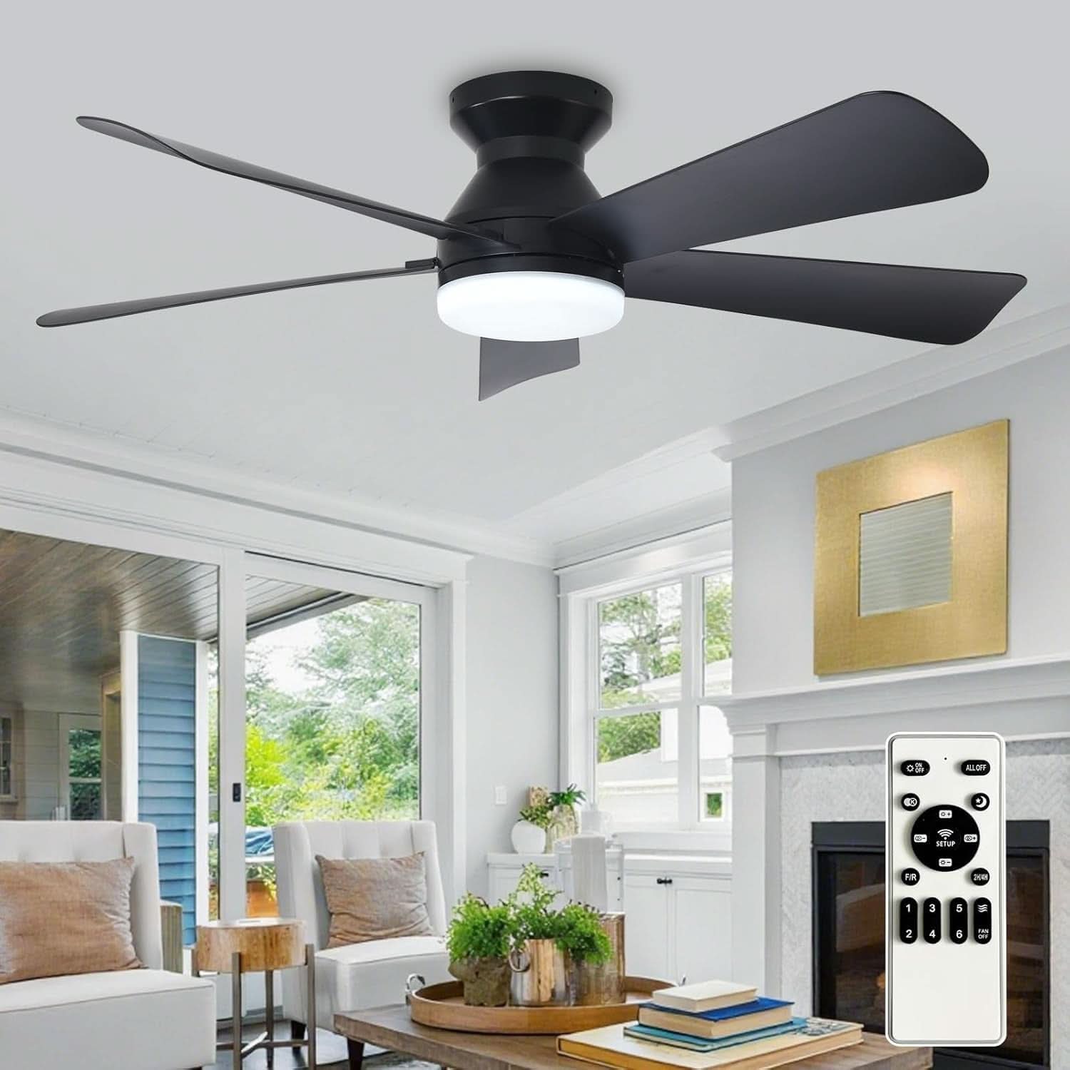 42 Inch Ceiling Fan With Dimmable LED Light Remote