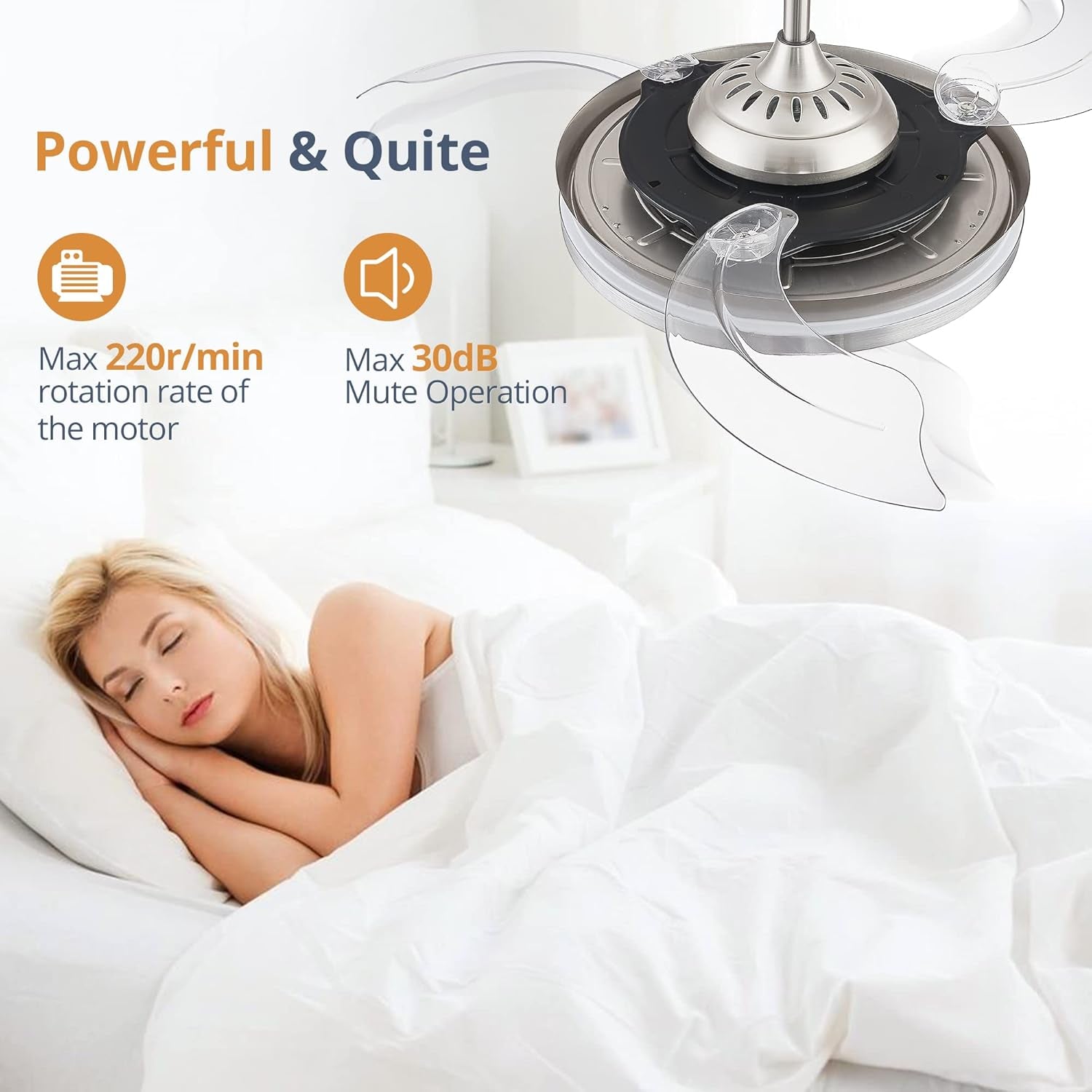 42 Inch Ceiling Fan With Dimmable Lighting And Remote Control
