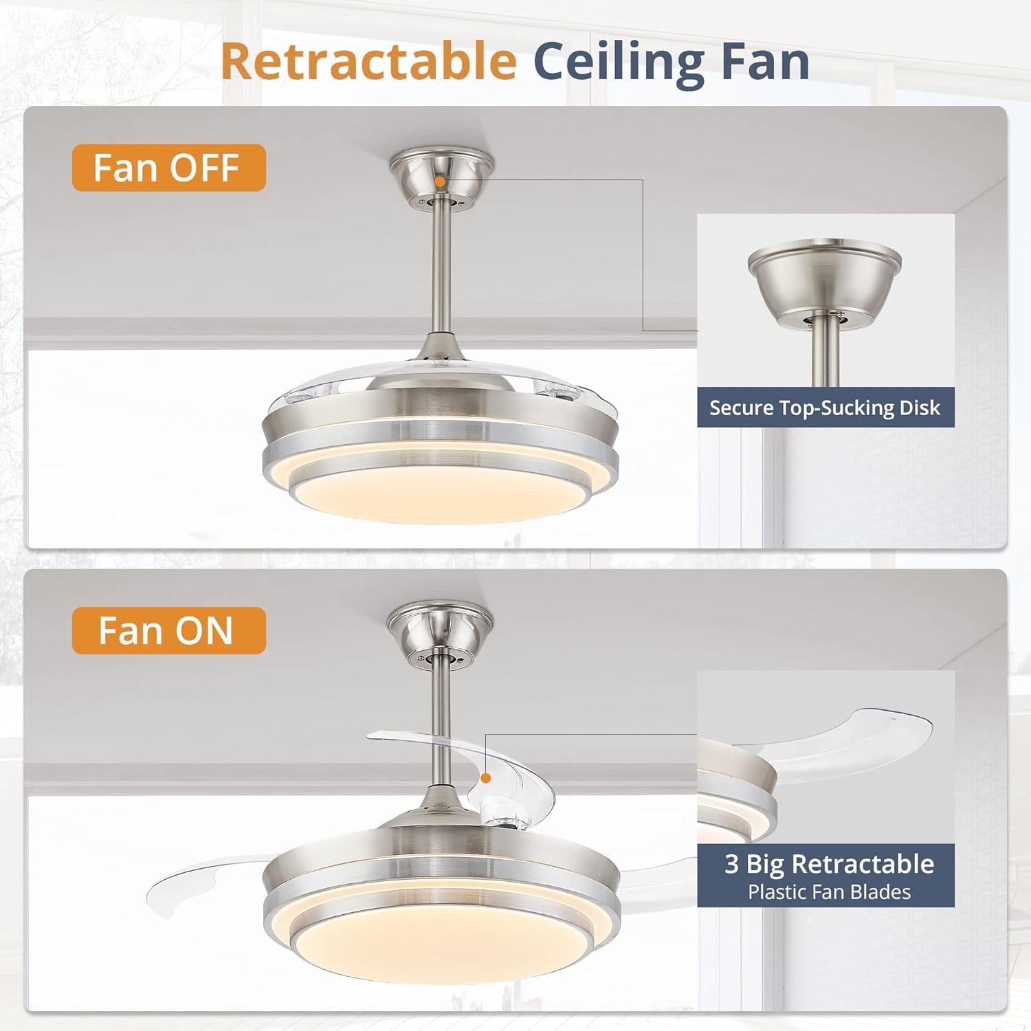 42 Inch Ceiling Fan With Dimmable Lighting And Remote Control