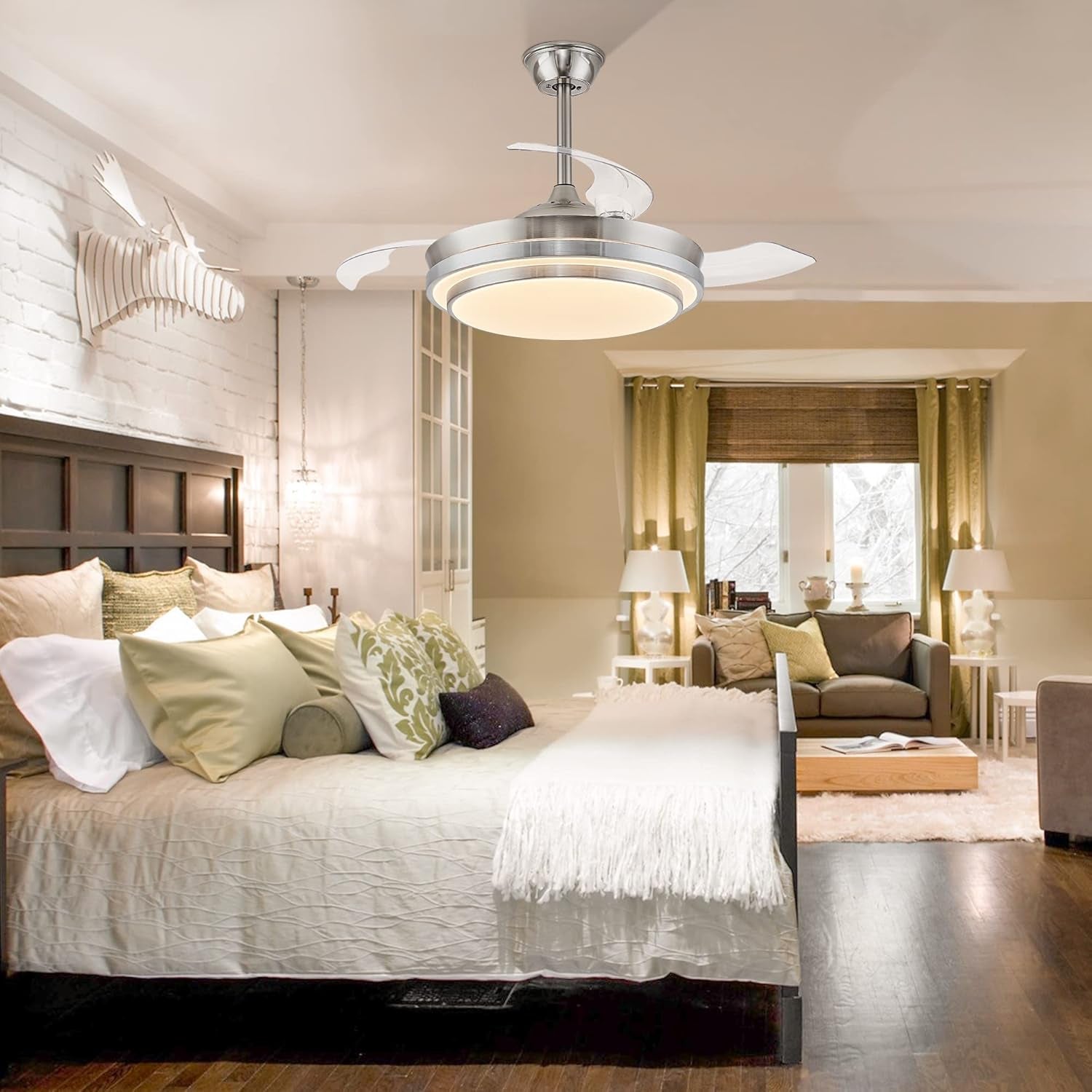42 Inch Ceiling Fan With Dimmable Lighting And Remote Control