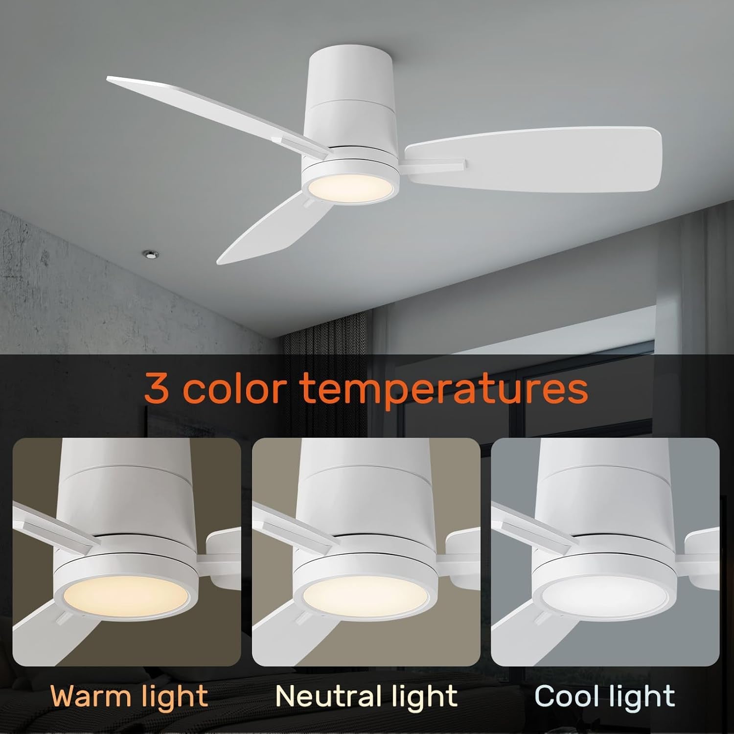 42 Inch Ceiling Fan With Remote And Dimmable LED Light