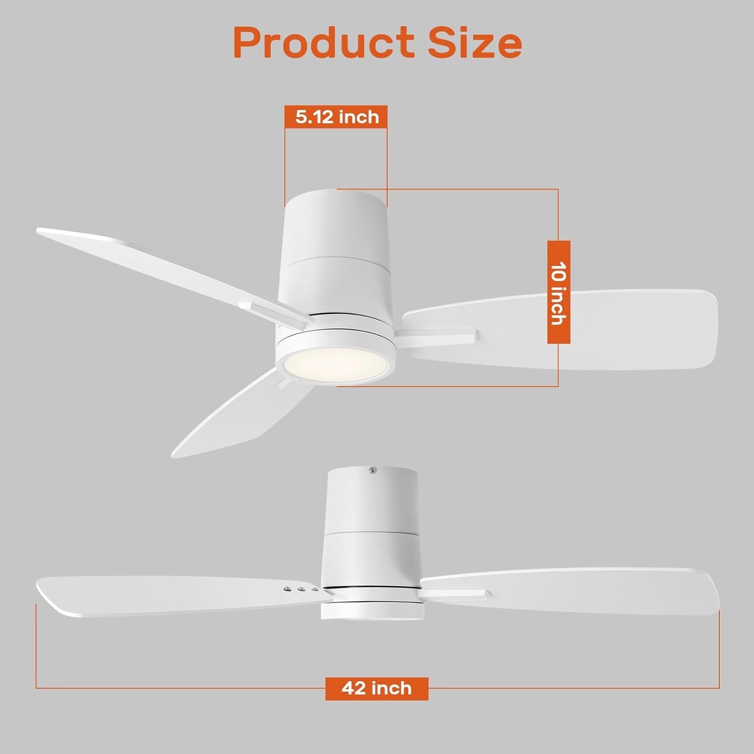 42 Inch Ceiling Fan With Remote And Dimmable LED Light
