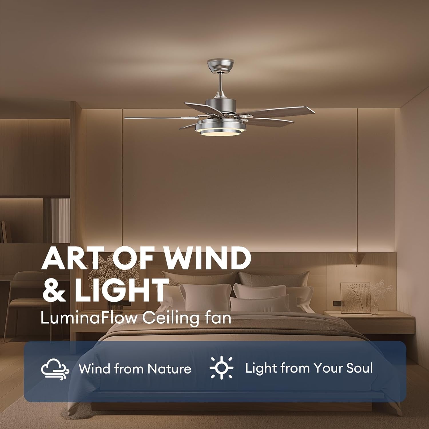 42 Inch Ceiling Fan With Remote Control And Dimmable LED
