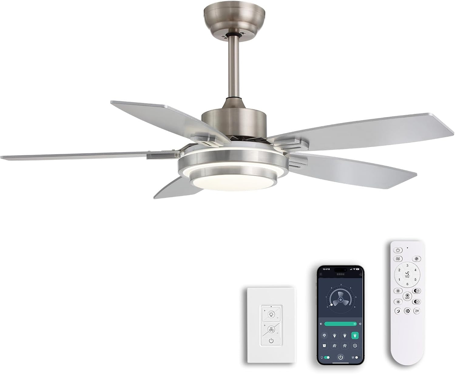 42 Inch Ceiling Fan With Remote Control And Dimmable LED