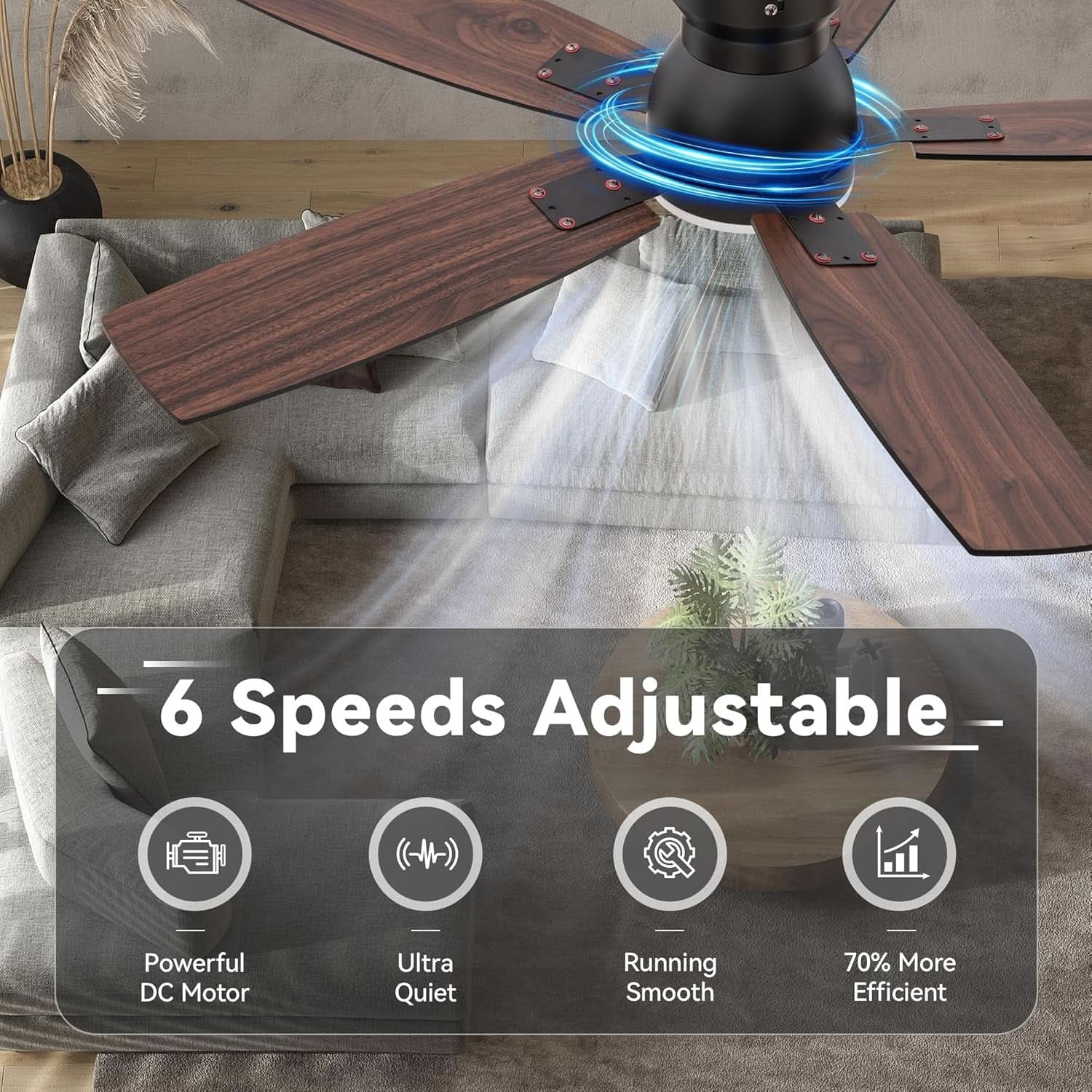 42 Inch Ceiling Fan With Remote Control Light Kit Low Profile