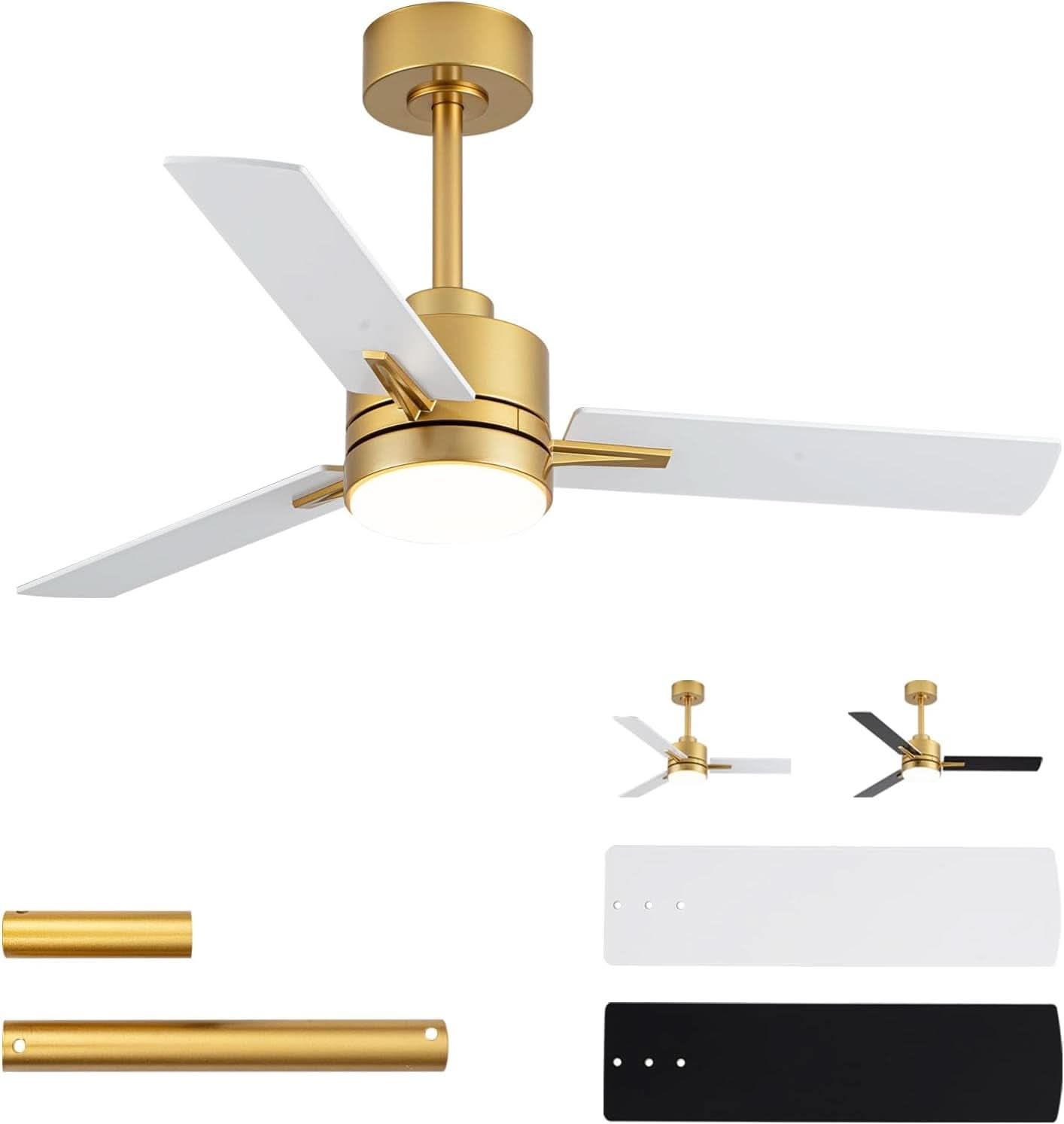 42 Inch Gold Ceiling Fan With Integrated LED Lighting