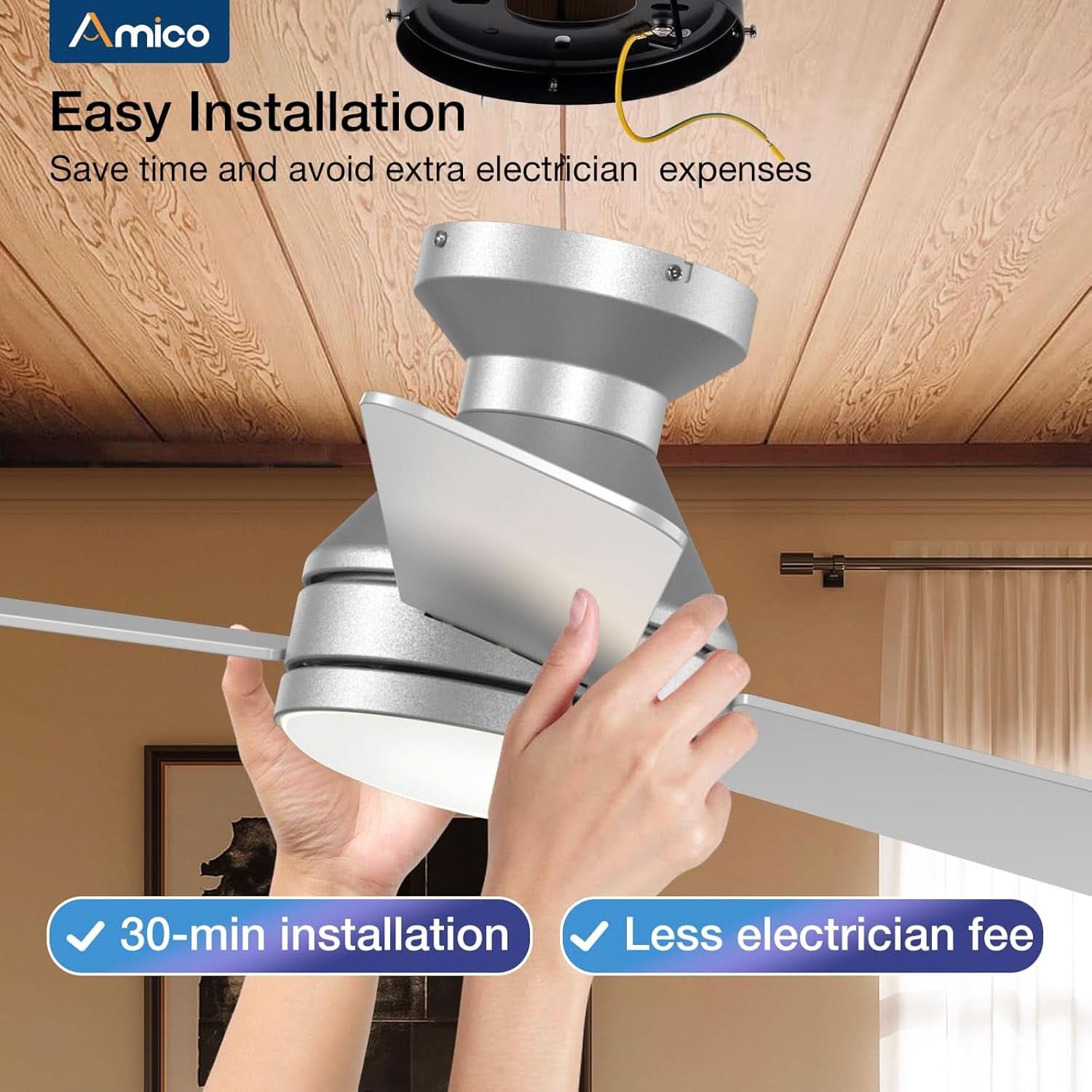 42 Inch Low Profile Ceiling Fan Remote With Dimmable Lights