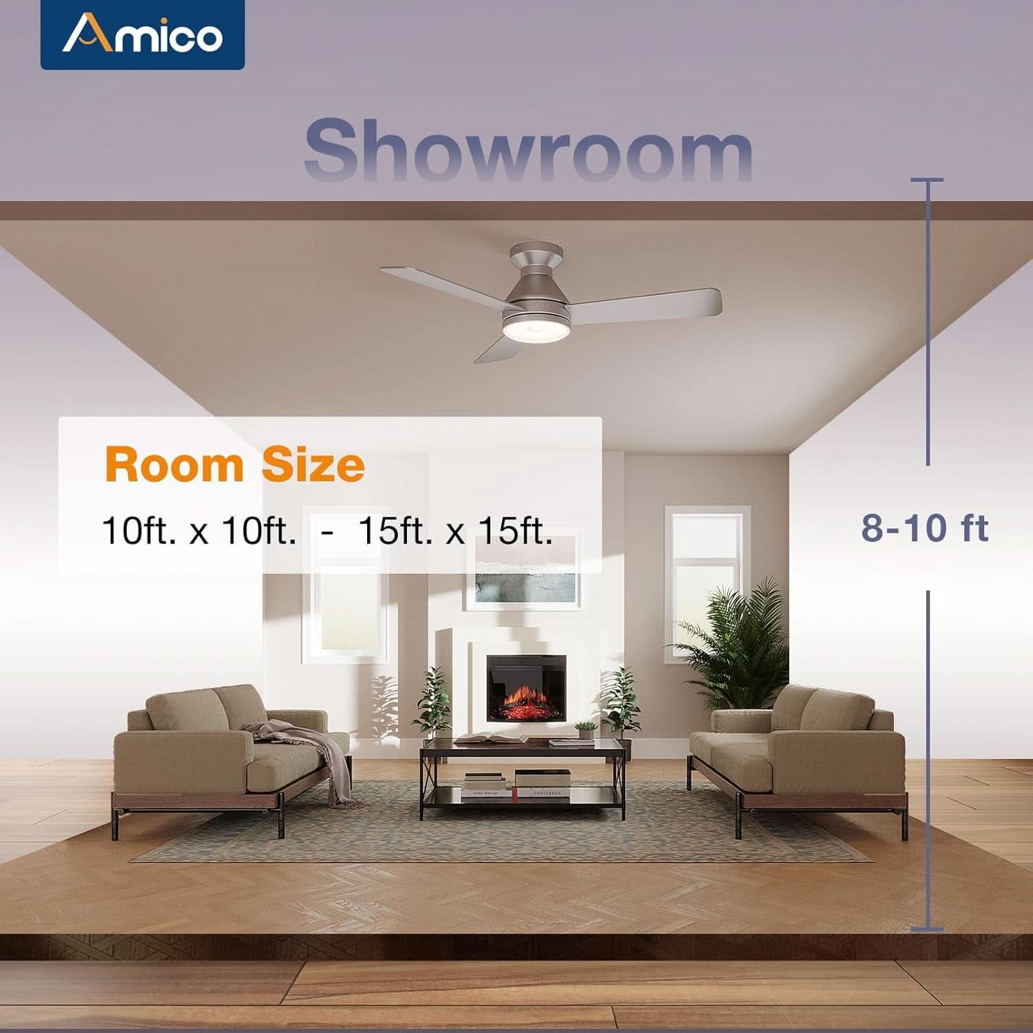 42 Inch Low Profile Ceiling Fan Remote With Dimmable Lights
