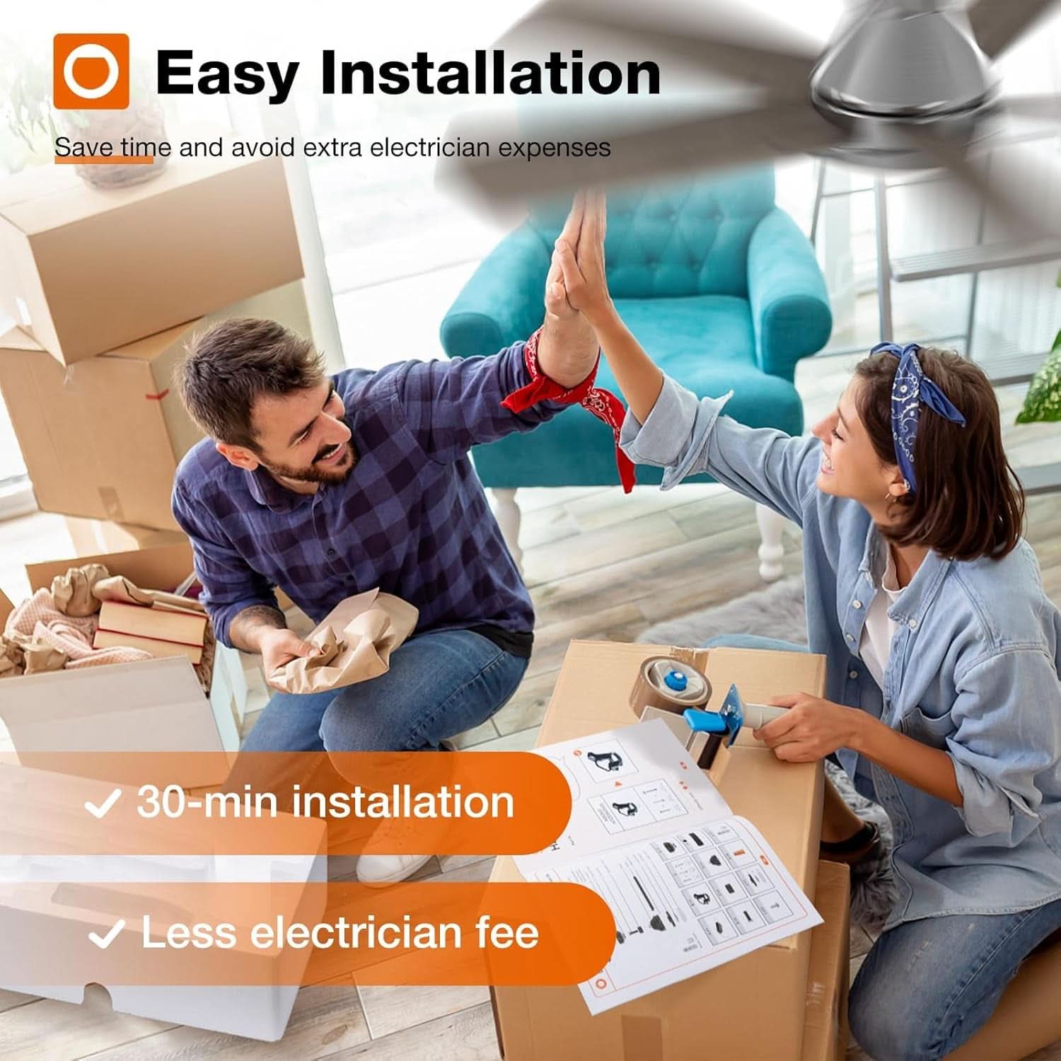 42 Inch Remote Ceiling Fan With Dimmable Light Indoor