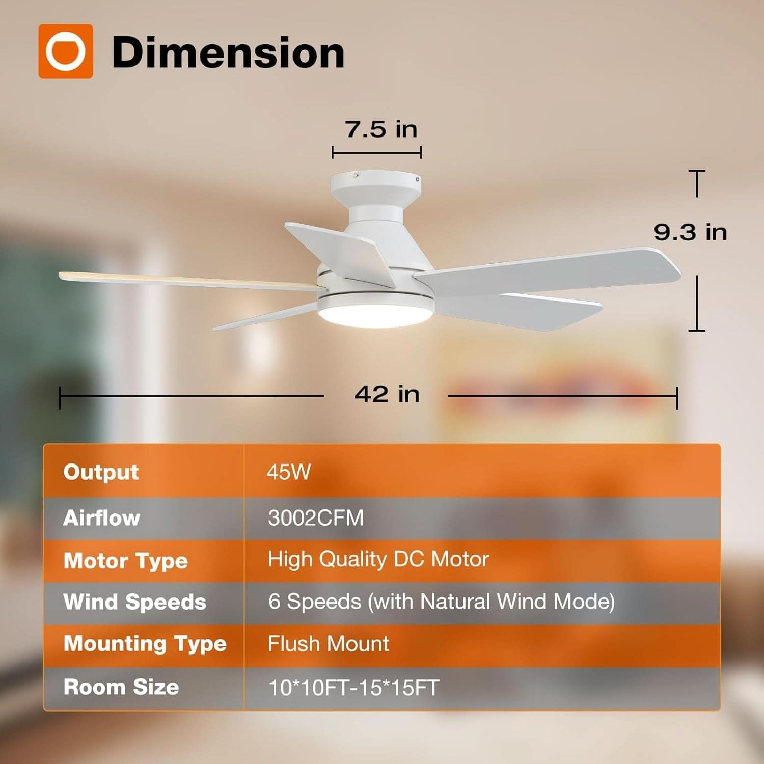 42-Inch Remote-Controlled Ceiling Fan With Lights Indoor