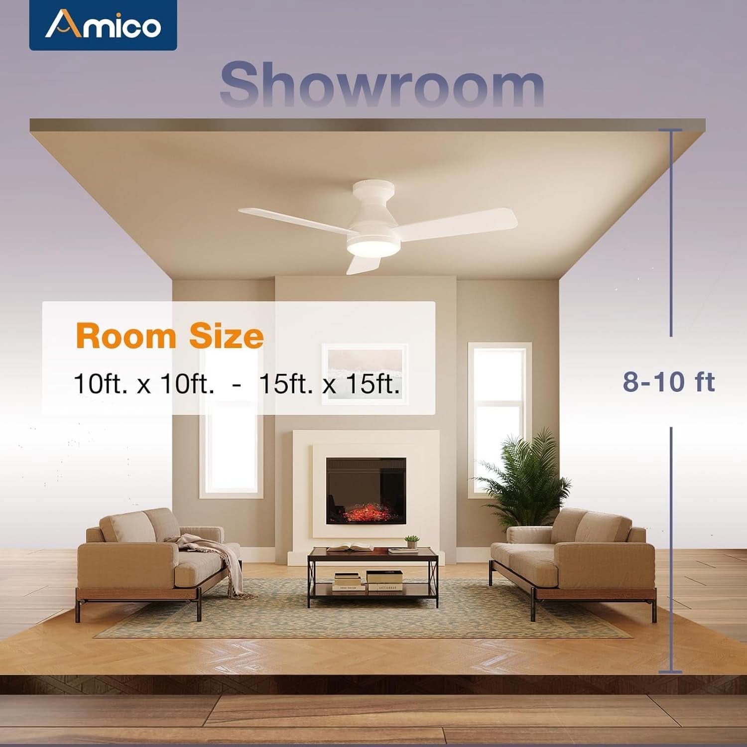 42 Inch White Ceiling Fan With Remote Control And Dimmable Lights