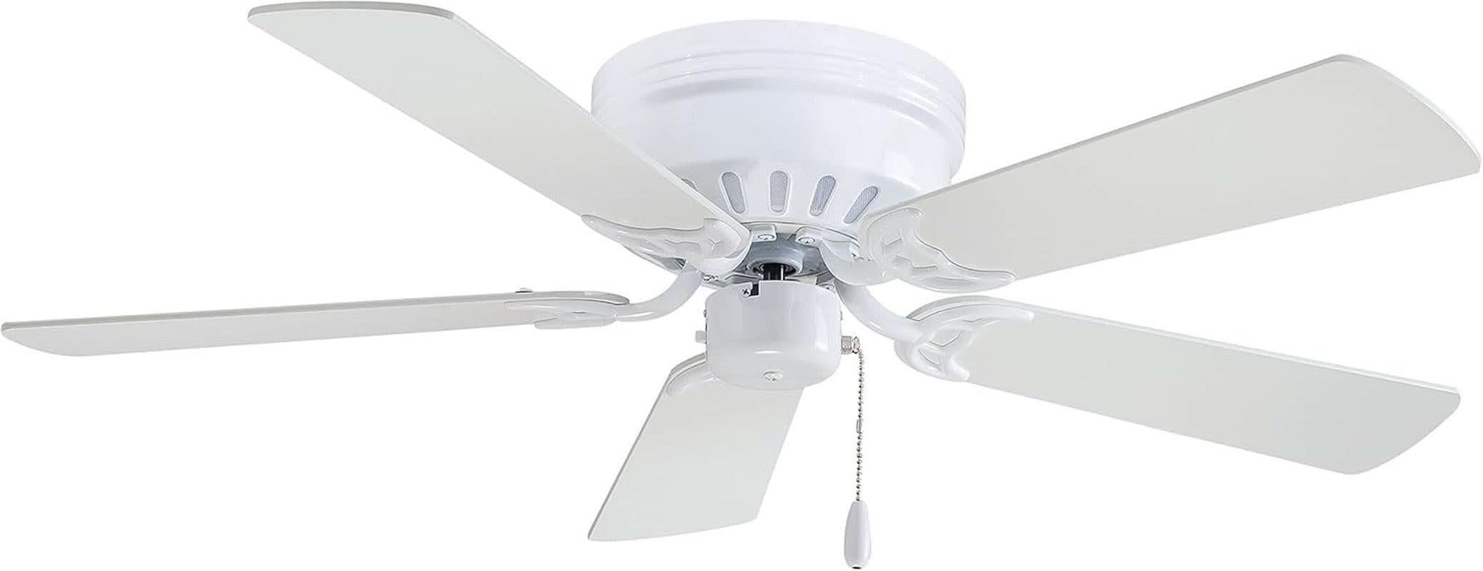 42 Inch White Flush Mount Ceiling Fan With Quiet Motor