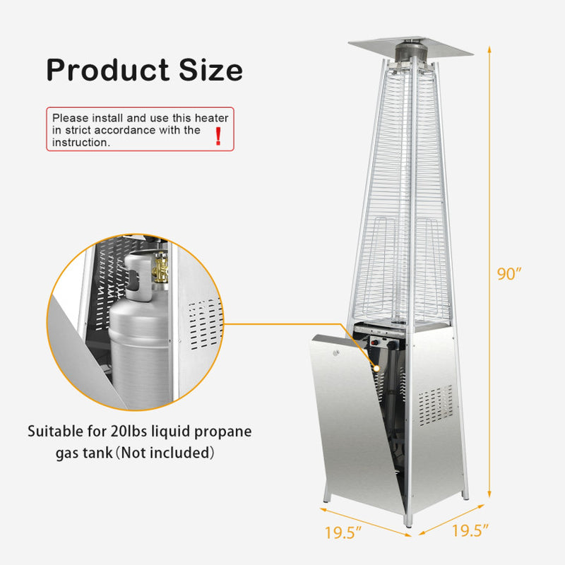 42000 BTU Pyramid Patio Heater With Wheels For Outdoor
