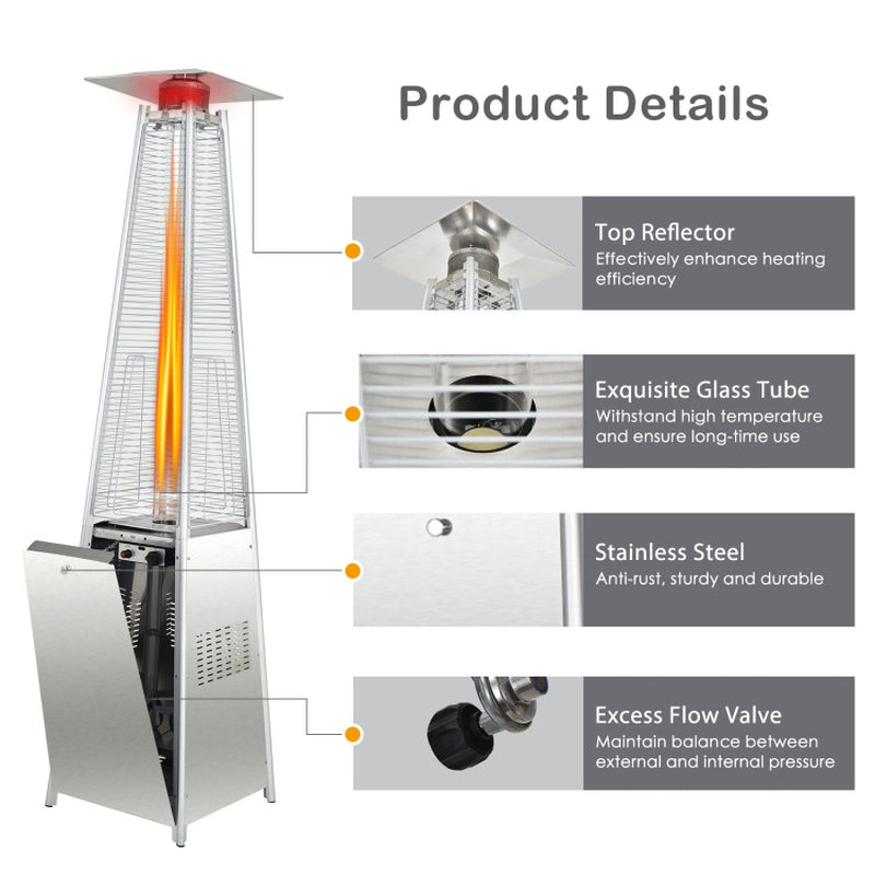 42000 BTU Pyramid Patio Heater With Wheels For Outdoor