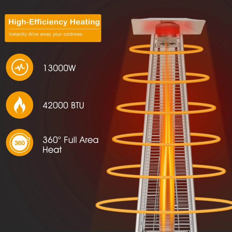 42000 BTU Pyramid Patio Heater With Wheels For Outdoor