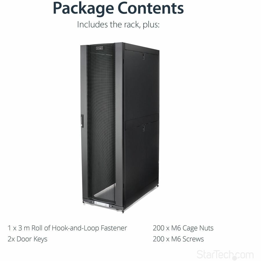42U Server Rack Cabinet - 4-Post 19-inch Data Center Rack Enclosure | StarTech RK4242BK24