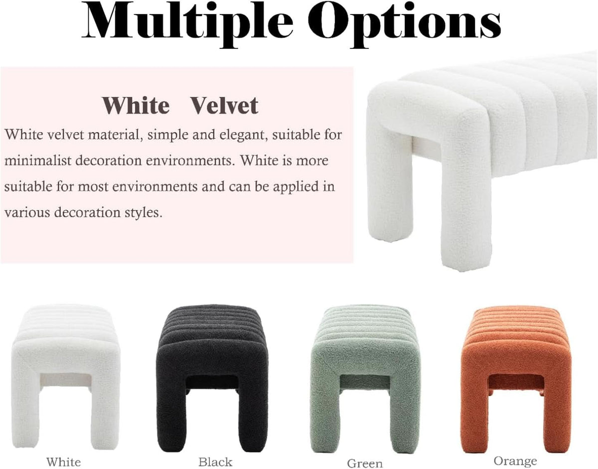 42.5 Inches Boucle Ottoman Bench Footrest Entryway