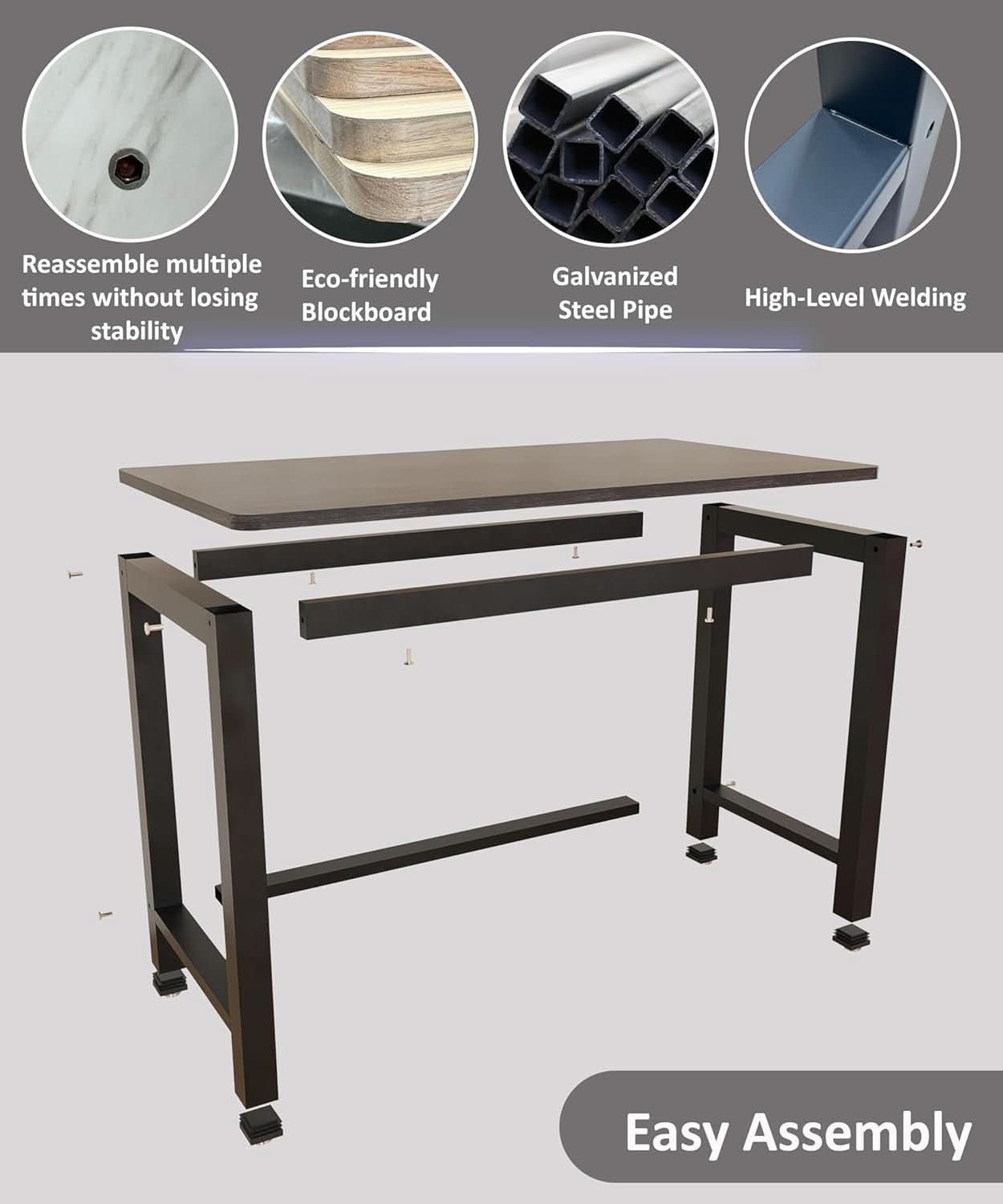 43 Inch Home Office Desk With Heavy Duty Steel Frame