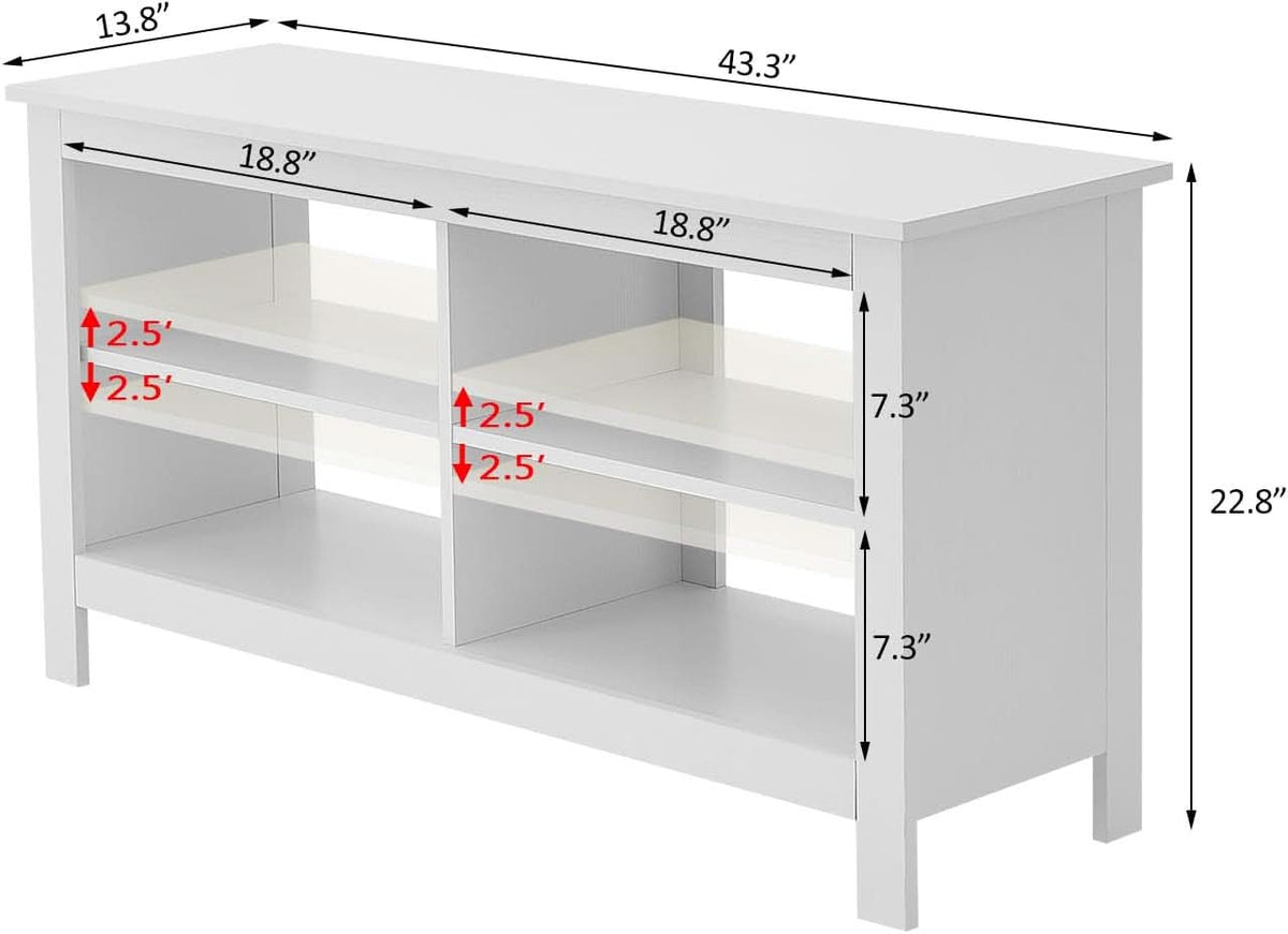 43 Inch White Mid Century Modern TV Stand For 50 Inch TVs